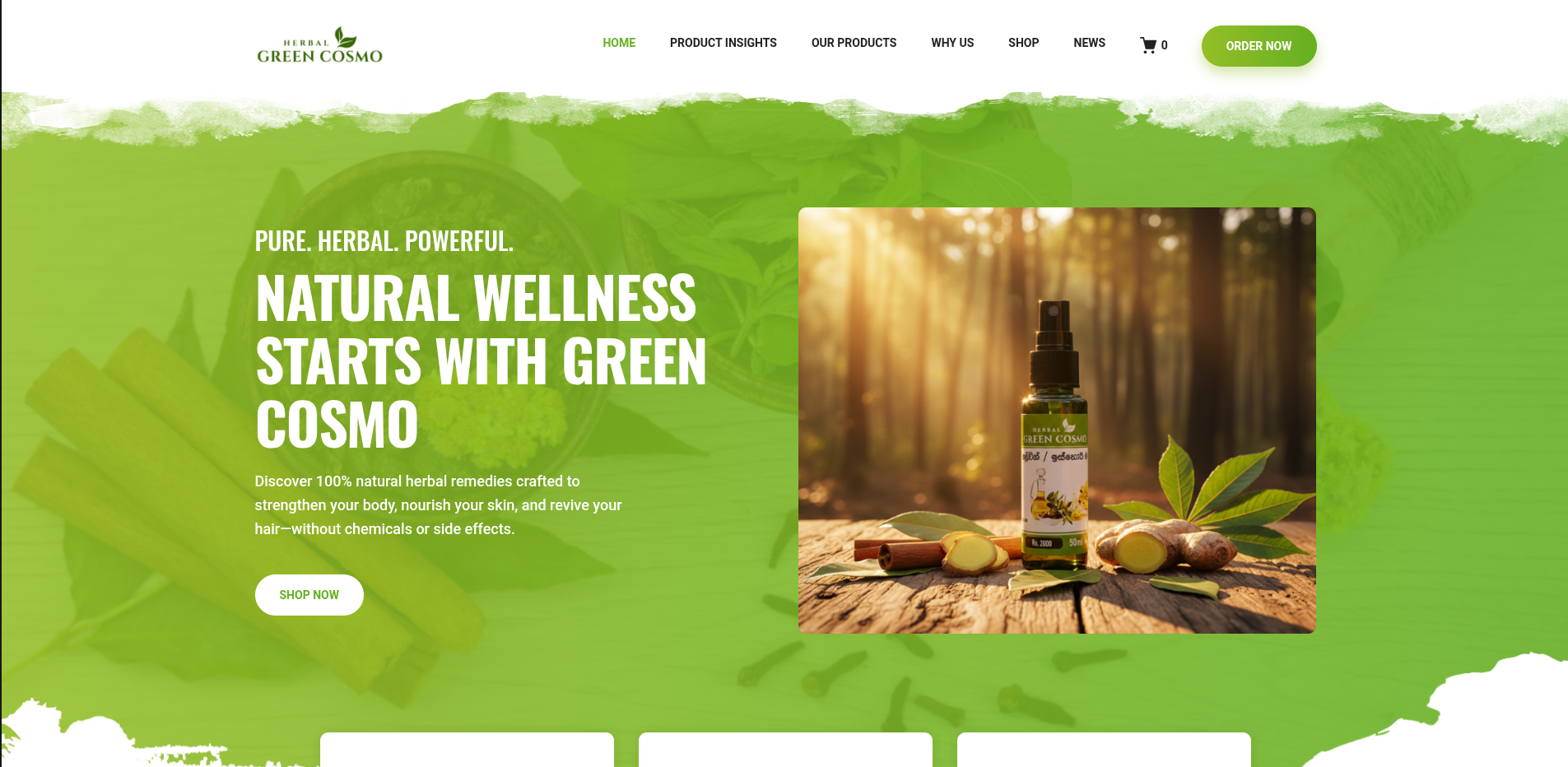 Green Cosmo Herbal website preview